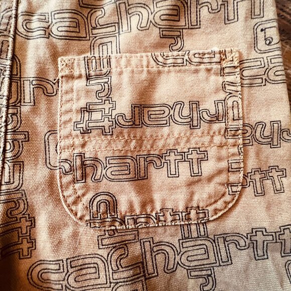 Carhartt Baby Overalls 18M Brown Allover Logo Print Durable All Cotton - Picture 4 of 11